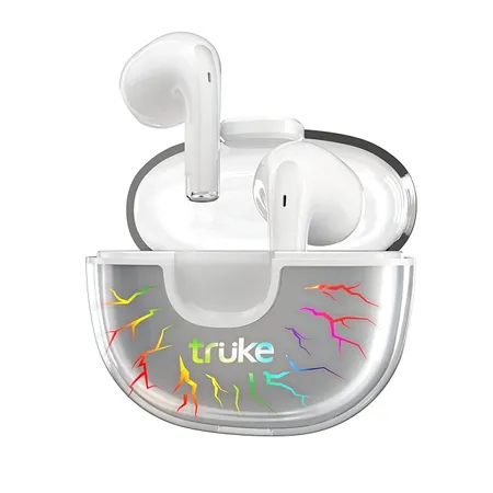 truke BTG Alpha True Gaming in Ear Earbuds with 40ms Low Latency Gaming Mode 7 RGB LEDs Instant Pairing Upto 38H Playtime ENC Bluetooth 5 3 White 