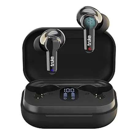truke Buds Q1 True Wireless in Ear Earbuds with mic 30H Playtime and Fast Charge ENC AAC Codec Dedicated Gaming Mode BT 5 1 IPX4 Black 
