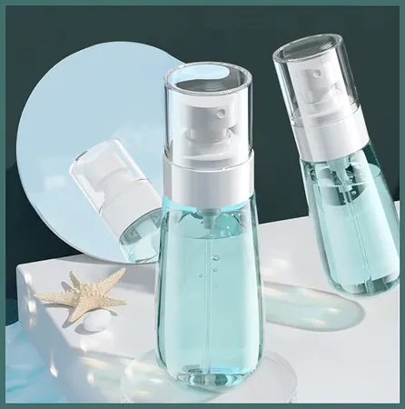 wolpin Transparent Spray Bottles for Toiletries Empty Refillable Reusable Cosmetic Toner Fine Mist Perfume Travel Spray Bottle 100 ml Set of 2 Pcs 