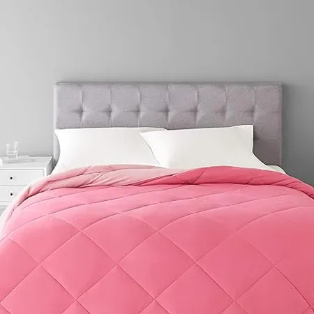 Amazon Basics Polyester Reversible Comforter Pink Full Size Pack of 1 