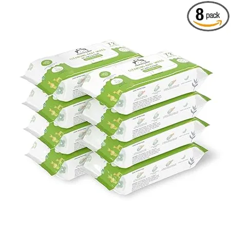 Amazon Brand Mama Bear Cleansing Baby Wipes With Lid Enriched with Aloe vera Vitamin E Paraben Free pH Balanced Dermatologically tested 72 Count Super Saver Pack of 8 