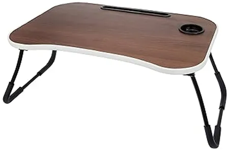 Amazon Brand Solimo Engineered Wood Wanderer Multi Purpose Laptop Table With Cup Holder Brown Finish 