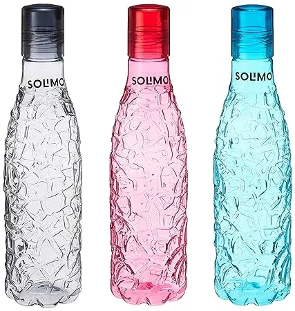 Amazon Brand Solimo Plastic Fridge Water Bottle Set 6 Pieces 1L White 