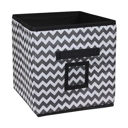 Amazon Brand Solimo Printed Fabric Storage Box Medium Set of 1 Black