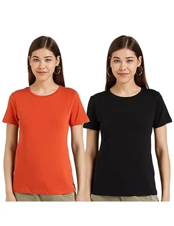 Amazon Brand Symbol Women Cotton Regular Fit T Shirt Pack of 2 