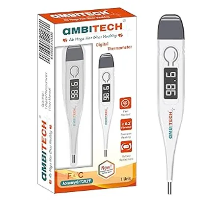 AmbiTech PHX 01 Digital Thermometer with One Touch Operation For Child and Adult Oral or Underarm Use Made in India 1 Year Warranty