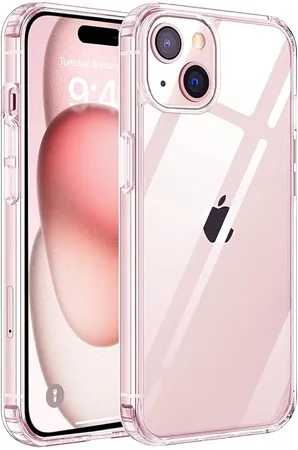 Amozo Ultra Hybrid Drop and Camera Protection Back Cover Case Compatible for iPhone 15 Plus TPU Polycarbonate Crystal Transparent iPhone 15 Plus Clear Case 
