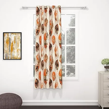 BEDSPUN Curtain Window Raga Light Curtains for Living Room Curtains for Home 5 Feet Abstract Orange Brown Polyester Pack of 1