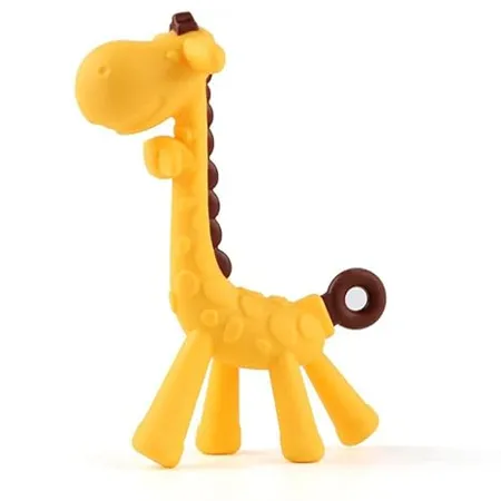 BabyGo Baby Silicone teether Giraffe Teething Toys Hand Chewing Soother Toddler for Baby Yellow 