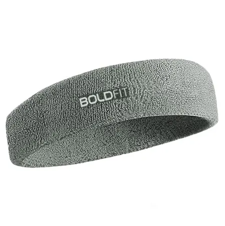 Boldfit Gym Headband for Men and Women Sports Headband for Workout Running Breathable Non Slip Sweat Head Bands for Long Hair Grey 