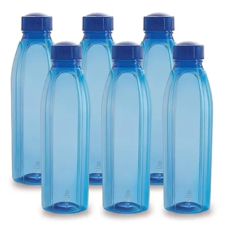 Cello Crystal PET Bottle Set 1 Litre Set of 6 Blue