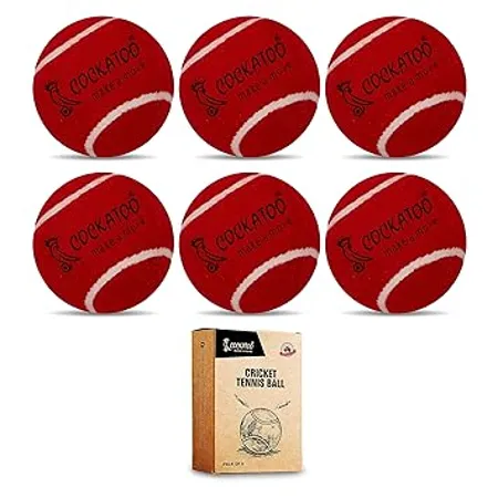Cockatoo Rubber Cricket Tennis Ball Construction of Tennis Ball for Cricket for Optimal Performance Suitable for All Skill Levels 120 Gr Per Ball Pack of 6 Red 