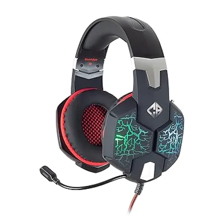 Cosmic Byte G1500 7 1 Channel USB Headset for PC with RGB LED Lights and Vibration Black Red 