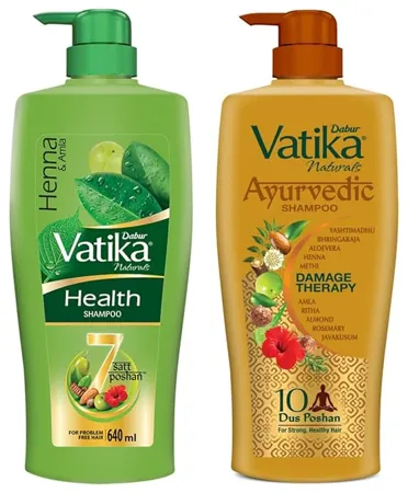 Dabur Vatika Ayurvedic Shampoo 640ml Power Of Dus Poshan For 10 Hair Problems Vatika Health Shampoo With Henna Amla For Problem Free Hair 640ml