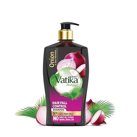 Dabur Vatika Onion Hair Fall Control Shampoo 1L Up to 97 Hair Fall Reduction I With Onion and Saw Palmetto I No Nasties Shampoo Fortified with Vitamin E Pro Vitamin B5