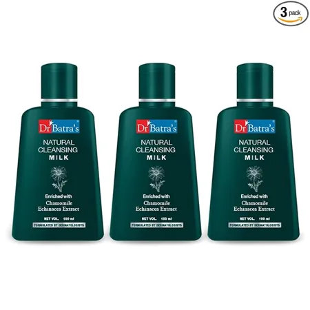 Dr Batra s Natural Cleansing Milk Enriched with Chamomile Echinacea Natural Antiseptic Properties for Healthy Skin Cleansing Milk for Fresh Youthful Skin 100 ml Pack Of 3