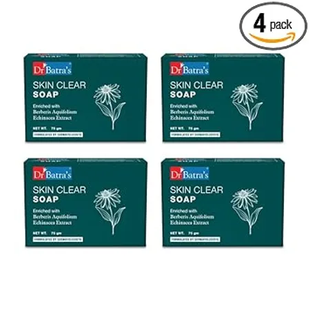 Dr Batra s Skin Clear Soap Enriched with Berberis aquifolium Echinacea Tea Tree Oil Protection from infections Reduces itching scaling burning redness 75g Pack of 4 