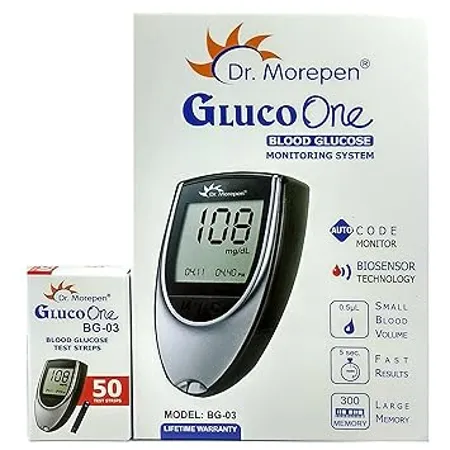 Dr Morepen BG 03 Gluco One Glucometer Combo 50 Strips Multicolor 