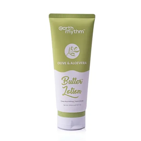 Earth Rhythm Olive Aloevera Butter Body Lotion Deeply Nourishes Soothes Skin Intensely Hydrates for All Skin Type Men Women 200 ml