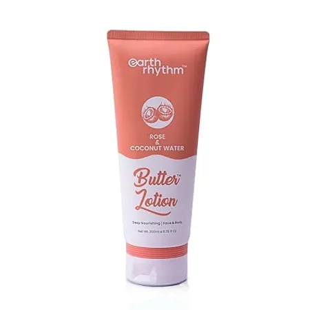 Earth Rhythm Rose Coconut Water Butter Lotion Soothing Deeply Nourishing Intensely Moisturising for All Skin Type Men Women 200 ml