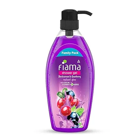 Fiama Shower Gel Family pack Blackcurrant Bearberry Body Wash with Skin Conditioners for Radiant Glow 900 ml bottle