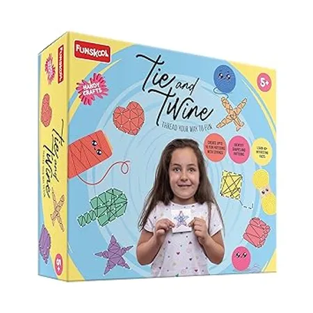 Funskool Handycrafts Tie Twine Create 16 Patterns Learn 40 Plus Interesting Facts Arts and Crafts DIY Kit Ages 5 and Above Multi Colour