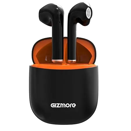 GIZMORE 801 Air Massive Playback Upto 25 Hr Voice Assistant Type C Fast Charge Bluetooth Headset Black 