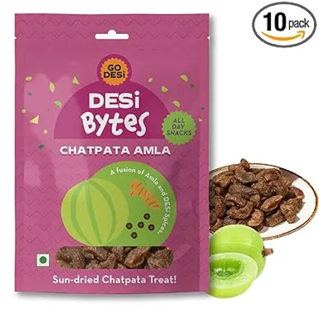 GO DESi Chaat Chatpata Amla Pouch Amla Candy Dry Amla Gooseberry Pack of 10 350 gm