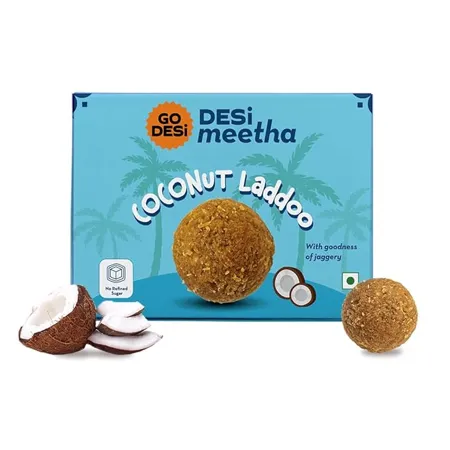 GO DESi Coconut Ladoo Pack of 2 x 200g Laddu Laddoo 400 grams Indian Sweets Mithai Gift