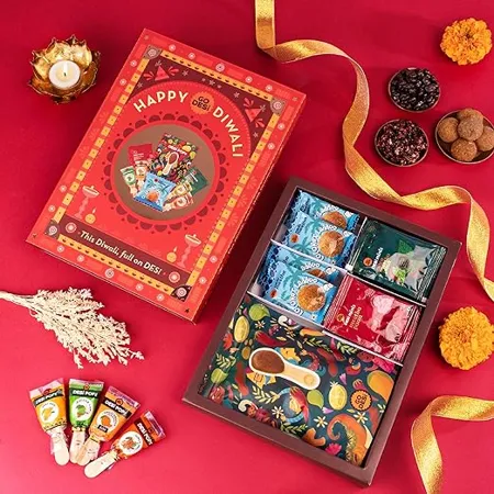 GO DESi Indian Sweets Diwali Gift Pack Hamper Box Assorted Gift Hamper Desi Popz Coconut Laddoos Meetha Paan Choco Meetha Paan