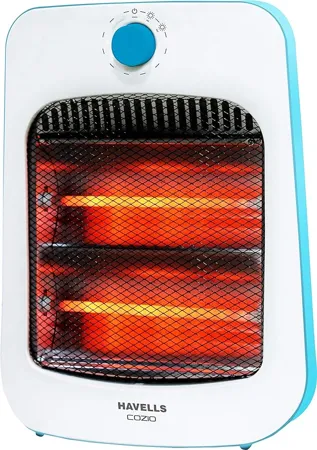 Havells Cozio Quartz Room Heater 800 Watt 2 Heat Setting 2 Year Warranty White Blue 
