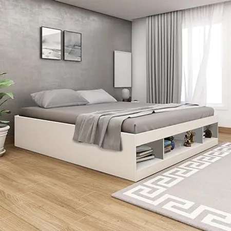 Home Centre Helios Reynan Frost King Bed with Box Storage White