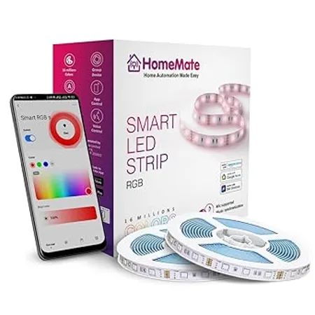 HomeMate Wi Fi Multicolour Smart LED Strip Kit 10 Meters Music Sync Feature No Hub Required Works with Amazon Alexa Google Home Siri RGB 10 Meter Kit with Built in Mic Controller 
