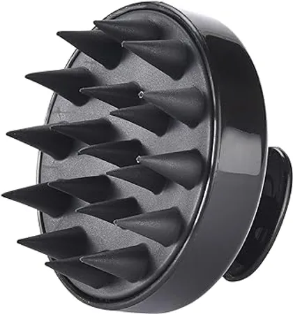 KBS Hair Scalp Massager Shampoo Brush with Soft Silicone Bristles Comb Scrubber for Anti Dandruff Removal Head Massager Prevents Hair loss for Men Women BLACK 
