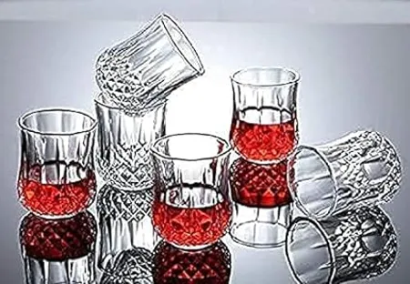 Kosh Fancy Design Crystal Clear Heavy Base Shot Glass for Vodka Tequila Liquor Shot Wine Tasting Cocktail Pour Bar 60 ml Approx Crystal Shape Pack of 6 