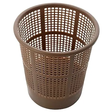 Kuber Industries Mesh Dustbin Plastic Open Garbage Basket Portable Round Trash Can for Kitchen Office College 5 Liter Brown 