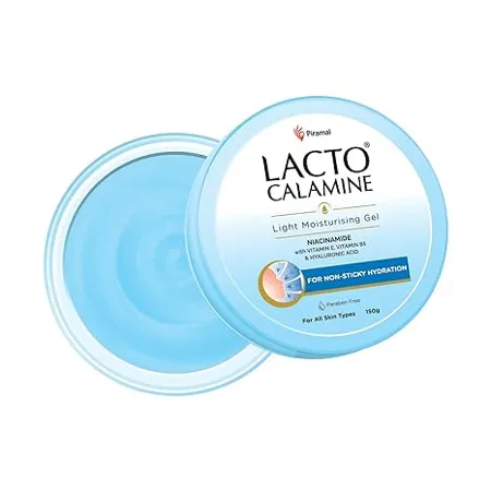 Lacto Calamine Light moisturising gel Non sticky hydrating face body gel with niacinamide Hyaluronic and vitamin E For non oily feel glowing skin 150g x Pack of 1