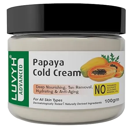 Luvyh Papaya Hydrating Cold Cream Winter Creme for Women and Men 100g for Skin Brightening Moisturizing Light Weight Formula Helps Reduce Dark Circles 