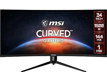 MSI Optix MAG342CQR 34 Inch 86 36 cm Curved Gaming LCD Monitor 21 9 UWQHD 3440 x 1440 Pixels 1ms Response Time 1500R 144Hz Night Vison AMD Adaptive Sync Mystic Light RGB Black
