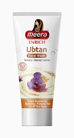 Meera Enrich Ubtan Face Wash For Tan Removal Instant Brightening With The Goodness Of Turmeric Oatmeal Saffron All Skin Types No Mineral Oil No Paraben No Gluten 100ml