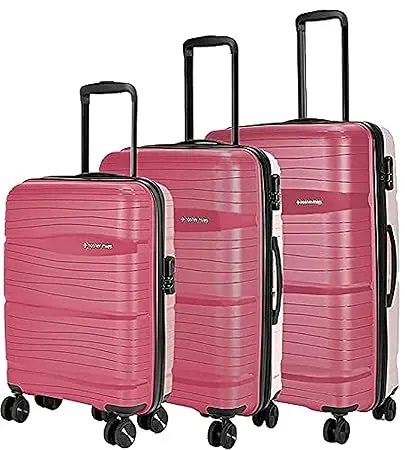 Nasher Miles Nicobar Hard Sided Polypropylene Luggage Set of 3 Maroon and Brown Trolley Bags 55 65 75 cm 