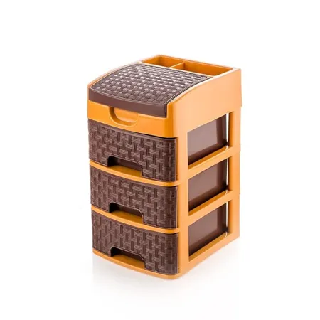 Primelife 3 Layer Plastic Modular Drawer Small Multi Purpose Modular Drawer Storage System for Home Office Hospital Parlor School Doctors Home and Kids Small Size 3 XL Dark Brown 