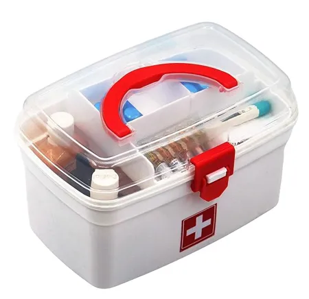 Primelife Plastic Rectangular Medicine Box Medical Box First aid Box Multi Purpose Box Multi Utility Storage with Handle White 
