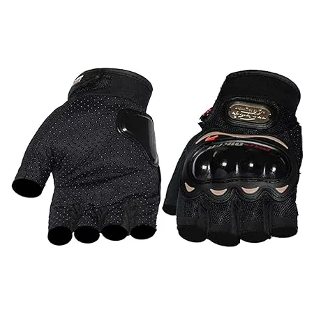 Probiker Leather Half Finger Motorcycle Gloves Black M 