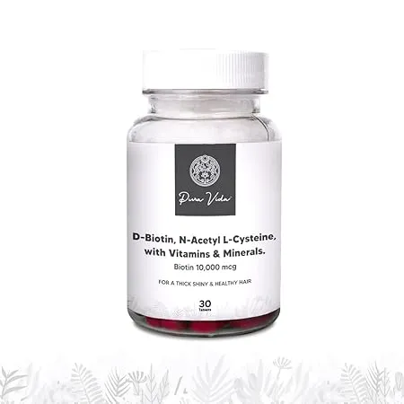 Pura Vida Biotin Hair Growth Tablets For Women and Men With Active D Biotin Tablets Contain Selenium Copper Zinc Vitamins And Minerals Supplement For Healthy Hair Growth Pack Of 1