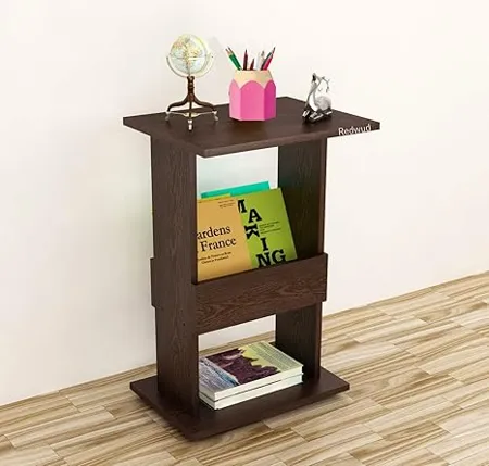 Redwud Lisa Stylish Wooden Sofa Side Table Multipurpose Side Table for Living Room Bedside Table Wenge Matte Finish