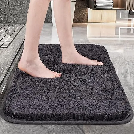 Roseate Premium Super Soft 40x60 cm Microfiber Grey Solid 2000 GSM Bath Mat Super Absorbent Anti Skid Mats Bathroom Kitchen Door Mat Floor Mat