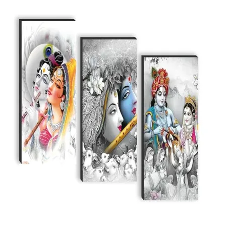 SAF set of 3 Lord Radha krishna UV textured self adeshive wall painting for home decoration SANF SJ194