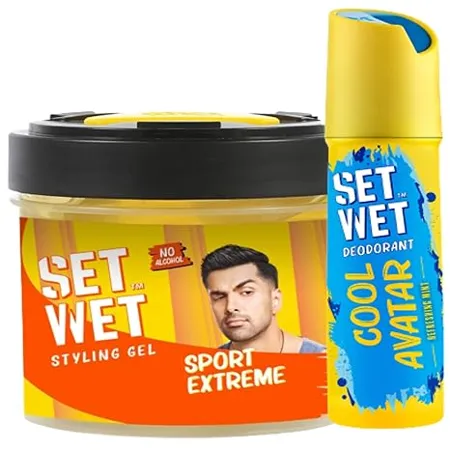 SET WET Styling Combo for Men Sport Extreme Hair Gel 250g Cool Avatar Deodorant for Men 150ml