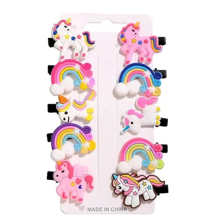 SHOPPING IN HANDS 10 Princess UNICORN RAINBOW Mermaids Hair Clips Set Baby Hairpin For Kids Girls Princess Hair Clips with Alligator Set Baby Hairpin For Kids Girls Toddler Hair Accessories Rainbow
